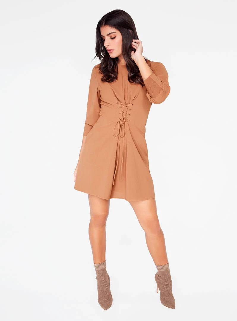 HeyYou Camel 3/4 Sleeve Mini Dress Dresses 7 HeyYou Camel 3/4 Sleeve Mini Dress Dresses