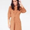HeyYou Camel 3/4 Sleeve Mini Dress Dresses 1 HeyYou Camel 3/4 Sleeve Mini Dress Dresses