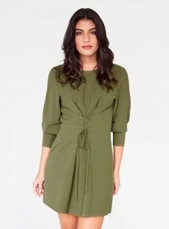 HeyYou Olive 3/4 Sleeve Mini Dress Dresses