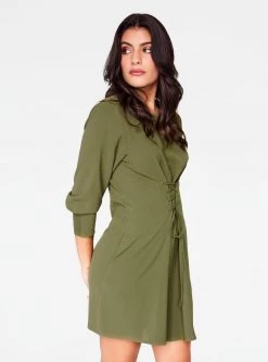 HeyYou Olive 3/4 Sleeve Mini Dress Dresses 9 HeyYou Olive 3/4 Sleeve Mini Dress Dresses