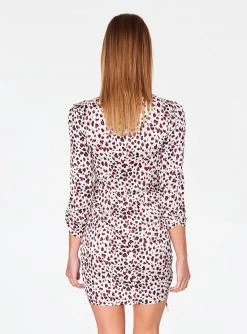 HeyYou Ivory 3/4 Sleeve Ruched Front Dress