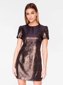HeyYou Metallic Cap Sleeve Mini Dress