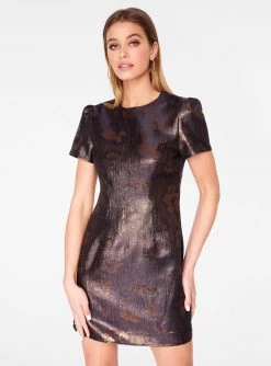HeyYou Metallic Cap Sleeve Mini Dress