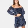HeyYou Nightsky Floral Long Sleeve Off The Shoulder Ruffle Dress