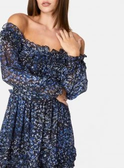 HeyYou Nightsky Floral Long Sleeve Off The Shoulder Ruffle Dress 10 HeyYou Nightsky Floral Long Sleeve Off The Shoulder Ruffle Dress
