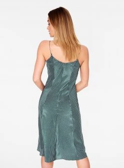 HeyYou Teal Polka Dot Ruched Front Tank Dress Dresses