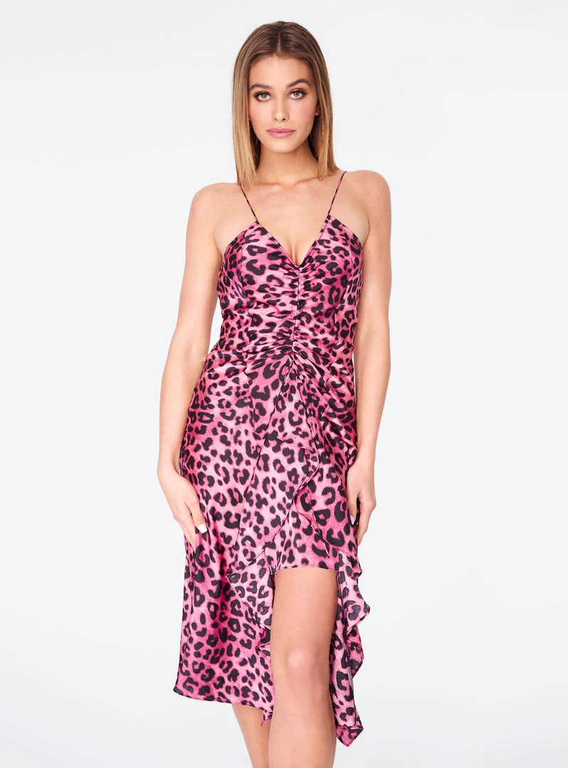 HeyYou Ruched Front Tank Dress In Pink Cheetah 4 HeyYou Ruched Front Tank Dress In Pink Cheetah
