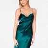 HeyYou Dresses Emerald Cowl Neck Satin Slip Dress