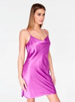 HeyYou Dresses Purple Cowl Neck Satin Slip Dress 9 HeyYou Dresses Purple Cowl Neck Satin Slip Dress