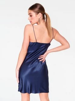 HeyYou Dresses Slate Cowl Neck Satin Slip Dress