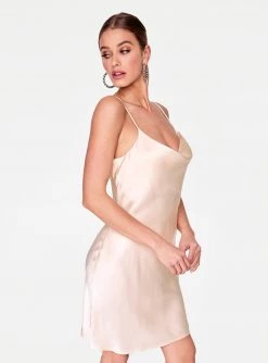 HeyYou Creme Cowl Neck Satin Slip Dress Dresses