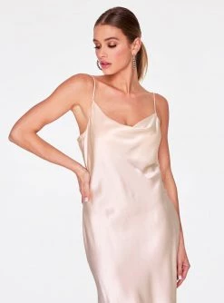 HeyYou Creme Cowl Neck Satin Slip Dress Dresses