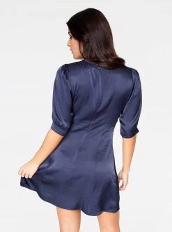 HeyYou Dresses Tie Neck Mini Dress In Navy 10 HeyYou Dresses Tie Neck Mini Dress In Navy