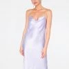 HeyYou Lavender Cowl Neck Satin Slip Midi Dress
