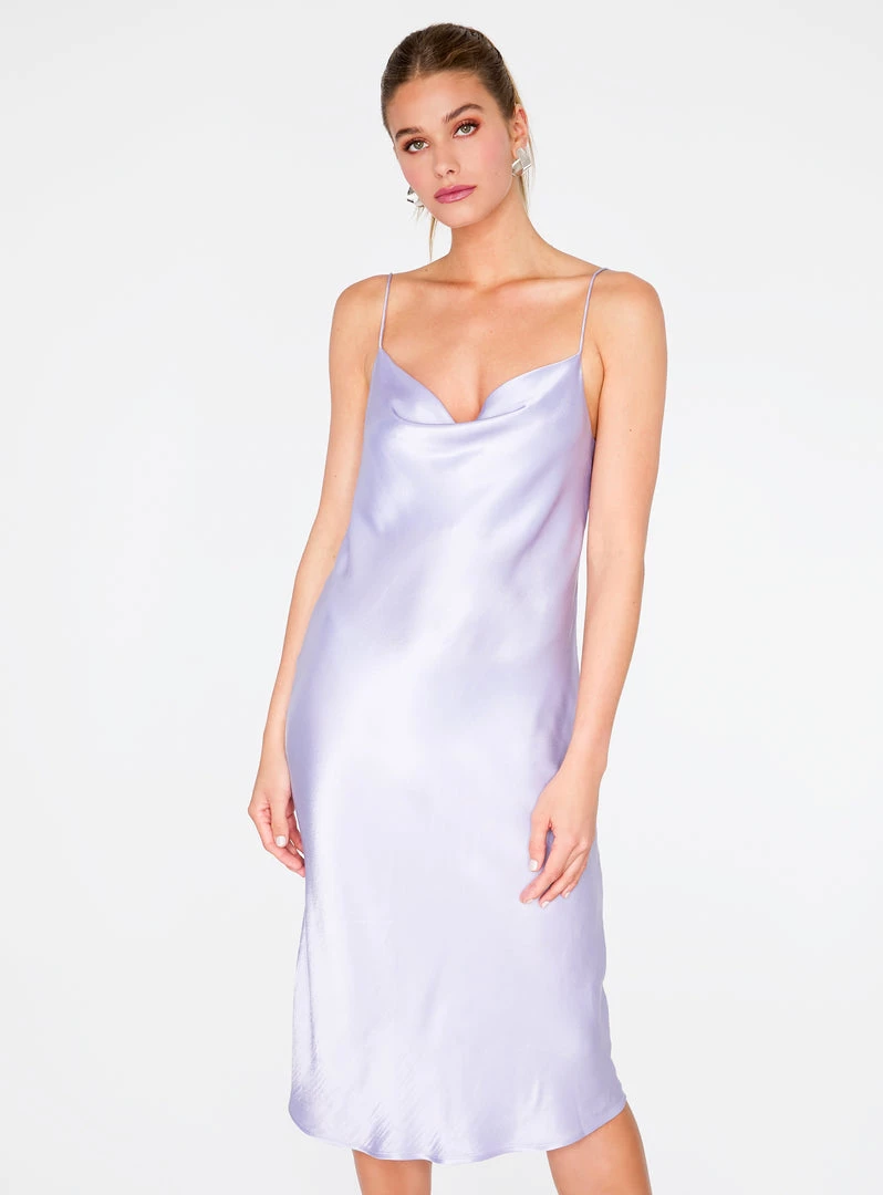 HeyYou Lavender Cowl Neck Satin Slip Midi Dress 3 HeyYou Lavender Cowl Neck Satin Slip Midi Dress