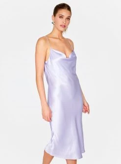 HeyYou Lavender Cowl Neck Satin Slip Midi Dress 9 HeyYou Lavender Cowl Neck Satin Slip Midi Dress