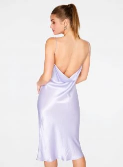 HeyYou Lavender Cowl Neck Satin Slip Midi Dress 10 HeyYou Lavender Cowl Neck Satin Slip Midi Dress