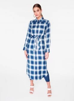 HeyYou Long Sleeve Blue Button Up Duster