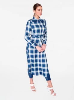 HeyYou Long Sleeve Blue Button Up Duster