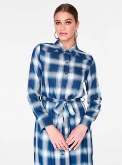 HeyYou Long Sleeve Blue Button Up Duster