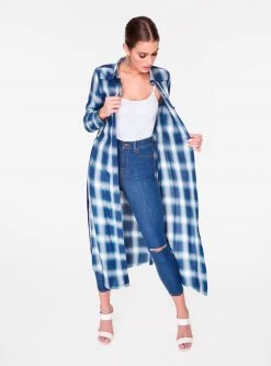 HeyYou Long Sleeve Blue Button Up Duster