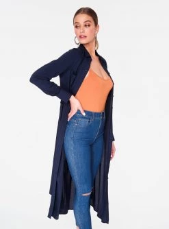 HeyYou Long Sleeve Navy Button Up Duster