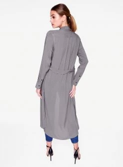 HeyYou Dusters Long Sleeve Grey Button Up Duster