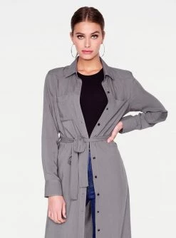 HeyYou Dusters Long Sleeve Grey Button Up Duster