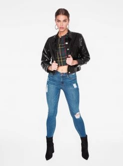 HeyYou Blouses Green Plaid Cropped Top