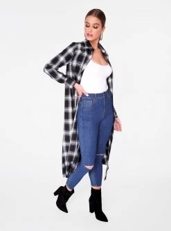 HeyYou Dusters Black Flannel Cowboy Duster