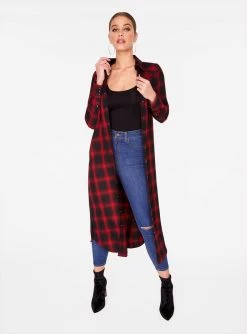 HeyYou Dusters Red Flannel Cowboy Duster