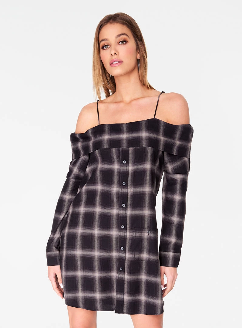 HeyYou Grey Off The Shoulder Flannel Dress 4 HeyYou Grey Off The Shoulder Flannel Dress