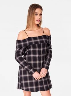 HeyYou Grey Off The Shoulder Flannel Dress 9 HeyYou Grey Off The Shoulder Flannel Dress