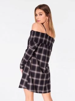 HeyYou Grey Off The Shoulder Flannel Dress 10 HeyYou Grey Off The Shoulder Flannel Dress