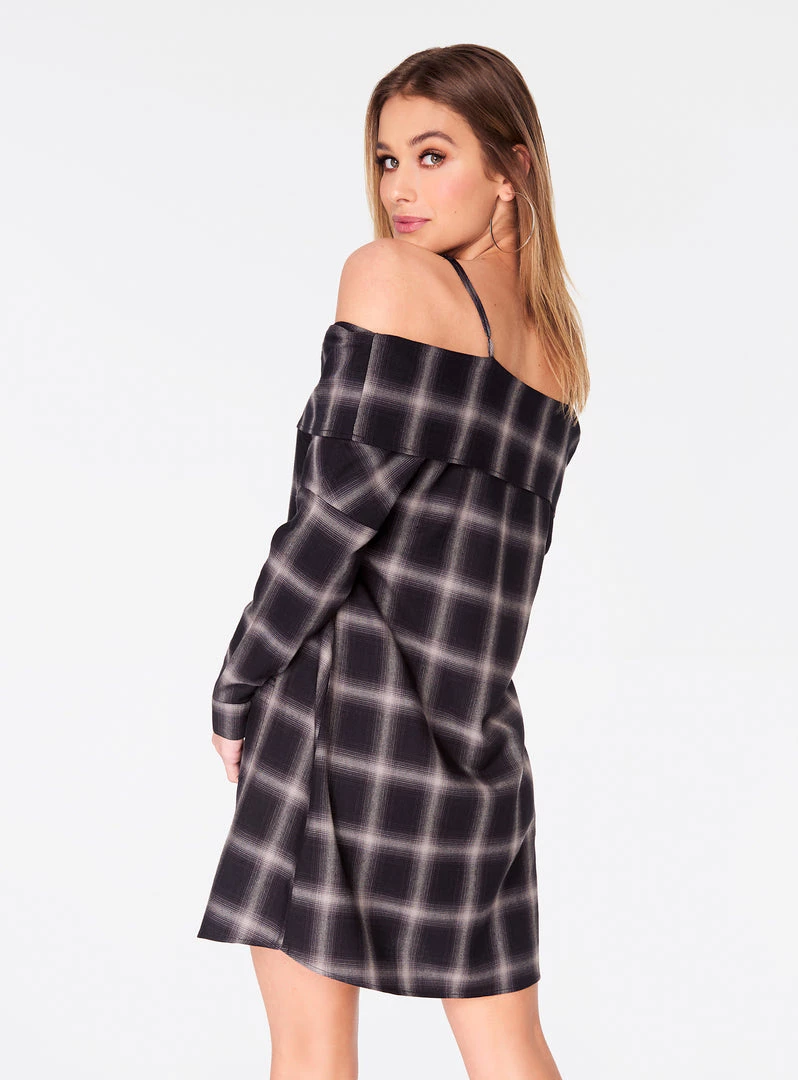 HeyYou Grey Off The Shoulder Flannel Dress 6 HeyYou Grey Off The Shoulder Flannel Dress