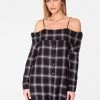 HeyYou Grey Off The Shoulder Flannel Dress 1 HeyYou Grey Off The Shoulder Flannel Dress