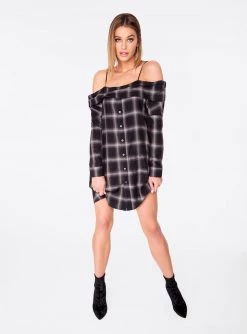 HeyYou Grey Off The Shoulder Flannel Dress 11 HeyYou Grey Off The Shoulder Flannel Dress