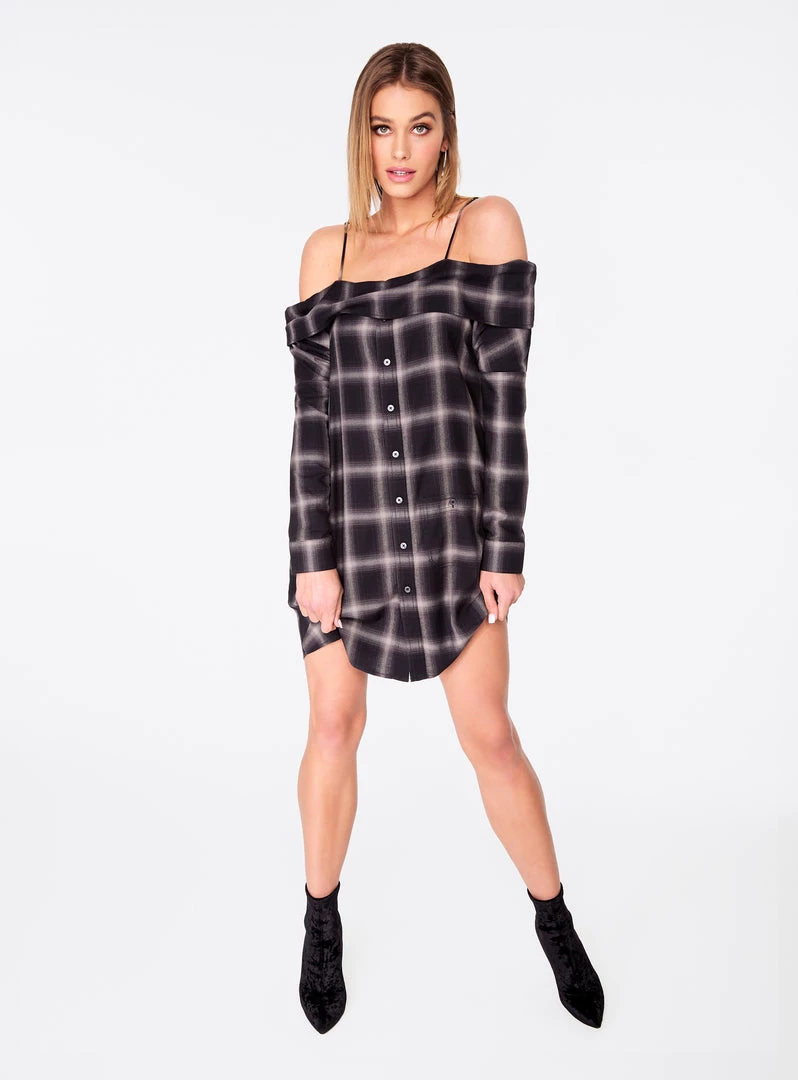 HeyYou Grey Off The Shoulder Flannel Dress 7 HeyYou Grey Off The Shoulder Flannel Dress