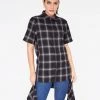HeyYou Shirts Grey Short Sleeve Button Up Flannel Shirt