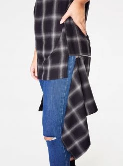 HeyYou Shirts Grey Short Sleeve Button Up Flannel Shirt