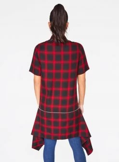 HeyYou Shirts Red Short Sleeve Button Up Flannel Top