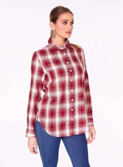 HeyYou Red Button Up Flannel Top Long Sleeve