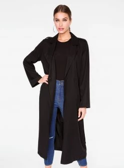 HeyYou Black Tailored Trench Coat