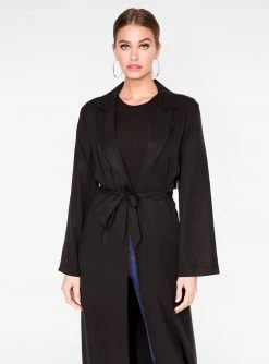 HeyYou Black Tailored Trench Coat