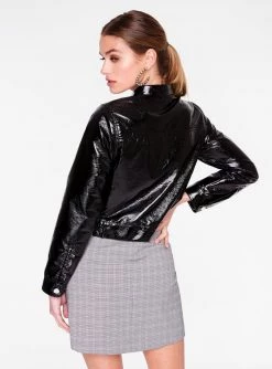 HeyYou Black Faux Patent Leather Trucker Jacket 10 HeyYou Black Faux Patent Leather Trucker Jacket
