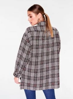 HeyYou Brown Oversized Button Up Tweed Shirt Jackets