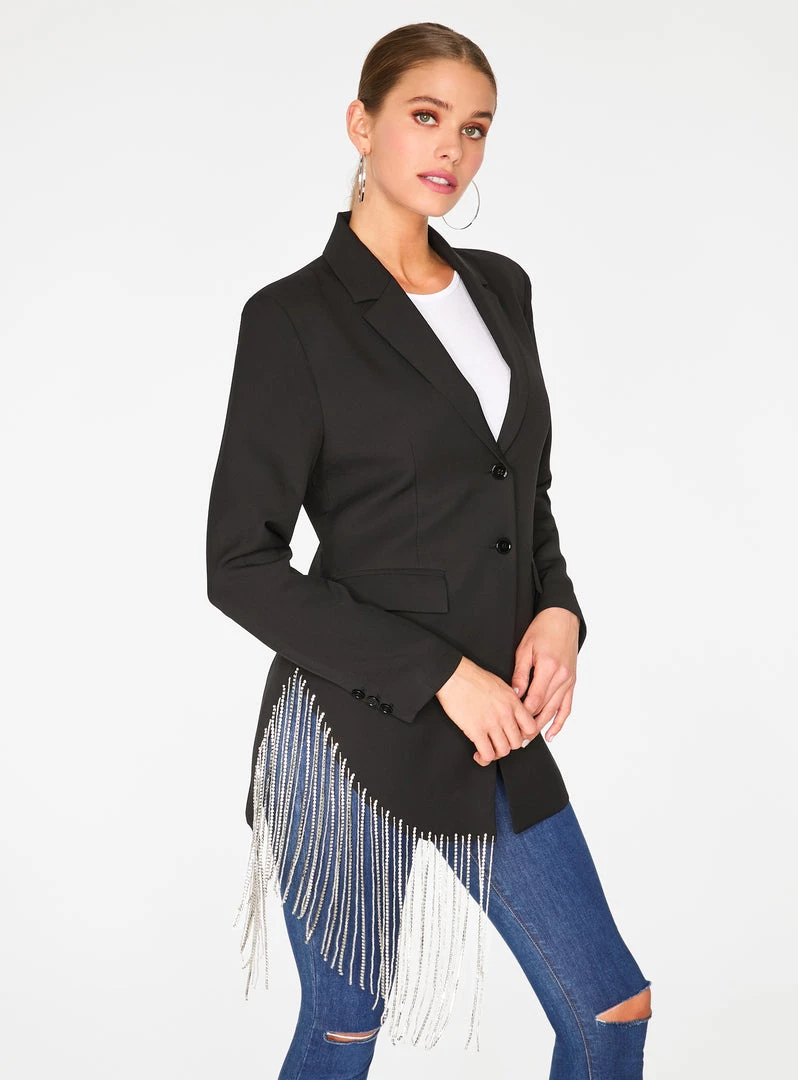 HeyYou Black Beaded Fringe Asymmetrical Blazer 5 HeyYou Black Beaded Fringe Asymmetrical Blazer