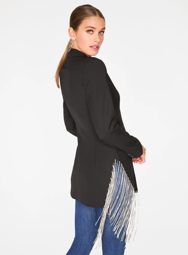 HeyYou Black Beaded Fringe Asymmetrical Blazer 6 HeyYou Black Beaded Fringe Asymmetrical Blazer