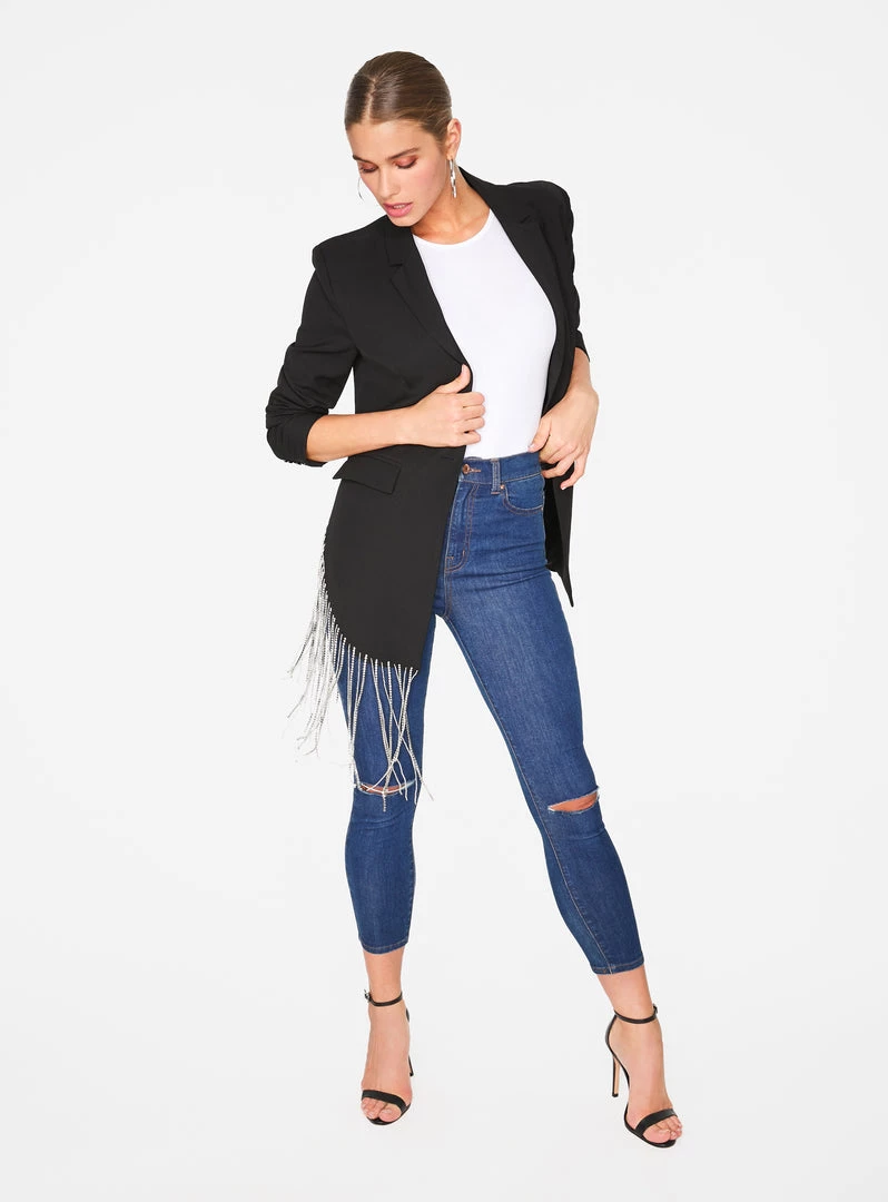 HeyYou Black Beaded Fringe Asymmetrical Blazer 7 HeyYou Black Beaded Fringe Asymmetrical Blazer