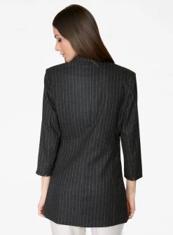 HeyYou Charcoal Double Breasted Striped Blazer